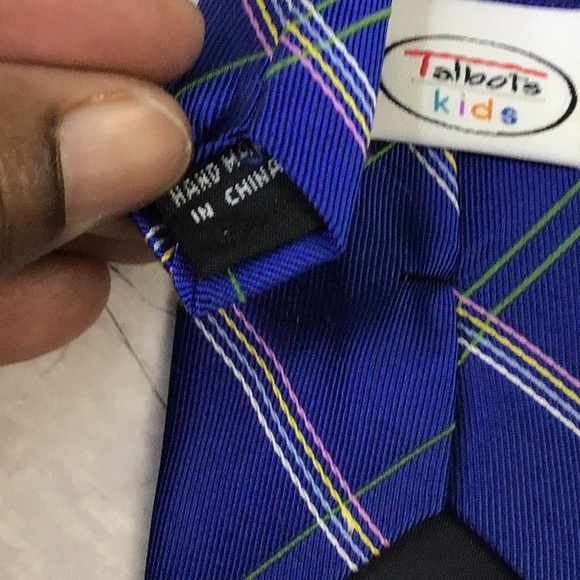 Talbots Royal Blue Kids Silk Necktie with adjustable zipper - Picture 3 of 6